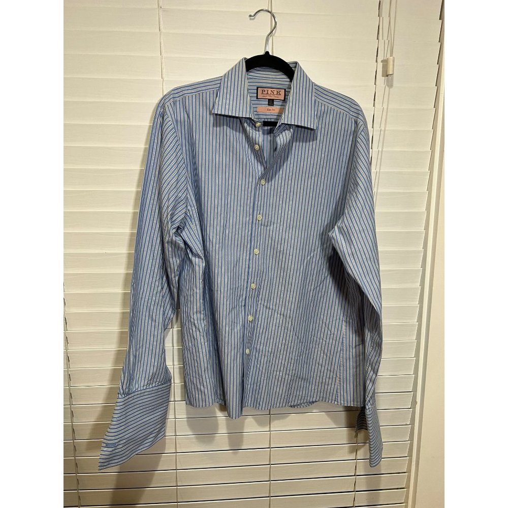 Thomas Pink French Cuff Long Sleeve Button Up Shirt - Size 16.5